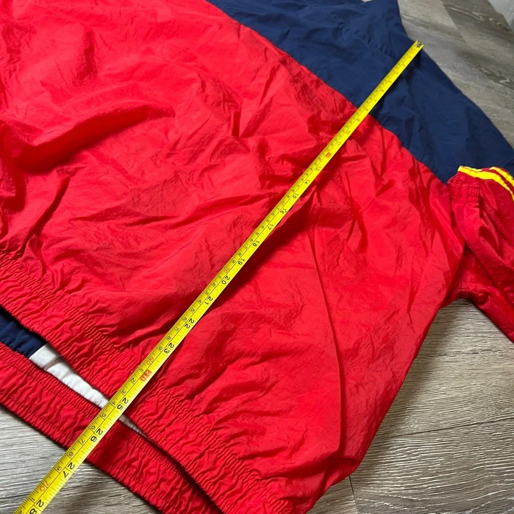 Adidas Windbreaker Mens XL Red Navy Blue Vintage Colorblock Full Zip Jacket